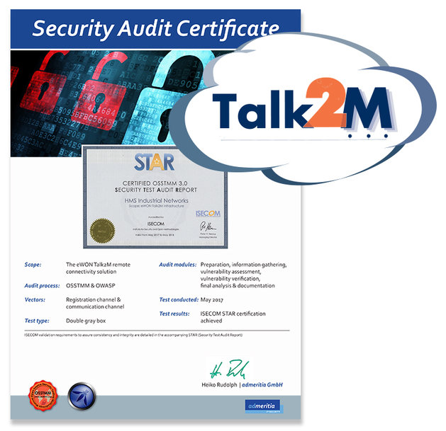 eWON® Talk2M obtient la certification de sécurité ISECOM STAR